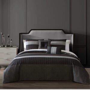 Bebejan Kyle Black & Gray Reversible Queen Comforter Set NWT MAKE ME AN OFFER!!